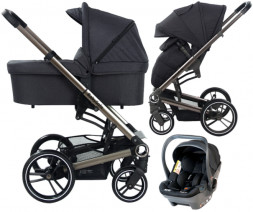 BabySafe wózek wielofunkcyjny 3w1 Lucky Black + Fotelik York